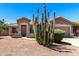 Charming single-story home with desert landscaping, including a towering Saguaro cactus in the front yard at 553 W Hereford Dr, San Tan Valley, AZ 85143