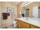 Well-lit bathroom with a framed art print, towel racks, and a vanity with a spacious countertop at 8160 E Keats Ave # 339, Mesa, AZ 85209
