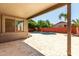 Refreshing backyard pool with spacious patio, palm trees and lush greenery at 1051 E Julie Ave, San Tan Valley, AZ 85140