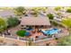 Wonderful backyard showcasing a large patio with a pool, spa, and ample seating and dining spaces at 28802 N 45Th St, Cave Creek, AZ 85331