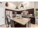 Gourmet kitchen offering a kitchen island, stainless steel appliances, modern lighting, and a decorative backsplash at 28802 N 45Th St, Cave Creek, AZ 85331