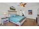 Well-lit bedroom with a stylish headboard, matching nightstands, and a scenic artwork wall at 645 S 54Th St, Mesa, AZ 85206