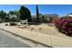 Single-story home with desert landscaping, flowering bushes, and mature shade trees at 2616 E Des Moines St, Mesa, AZ 85213