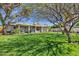 Expansive backyard with lush green lawn, mature trees, and a charming covered patio, perfect for outdoor living at 4645 E Cambridge Ave, Phoenix, AZ 85008