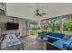 Spacious covered patio with comfortable seating, a TV, and access to the lush green backyard, perfect for relaxation at 4645 E Cambridge Ave, Phoenix, AZ 85008
