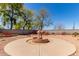 Backyard focal point features a decorative fountain with surrounding hardscape, landscaping, and perimeter block fencing at 4826 S 26Th Ln, Phoenix, AZ 85041
