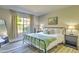 Bright bedroom features a metal bed frame, wood floors, and large window with natural light at 5950 N 78Th St # 102, Scottsdale, AZ 85250