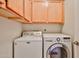 Laundry room with LG washer and dryer and upper cabinets for extra storage at 7633 W Kristal Way, Glendale, AZ 85308
