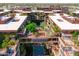 Aerial view of the outdoor spaces with manicured lawns and seating and water feature at 7131 E Rancho Vista Dr # 1008, Scottsdale, AZ 85251