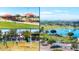 A collage of Gathering fun including a playground, pond, and open spaces at the Community Park at 45144 W Desert Garden Rd, Maricopa, AZ 85139