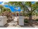 Inviting front exterior with lush trees, desert landscaping, and a walkway leading to the front door at 21615 E Pegasus Pkwy, Queen Creek, AZ 85142