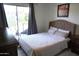 Inviting bedroom with neutral tones, comfortable bedding, and sliding glass doors leading to a balcony at 3650 E Montecito Ave # 4, Phoenix, AZ 85018