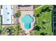 Overhead view showcasing the cloverleaf-shaped community pool at 5742 N 43Rd Dr, Glendale, AZ 85301
