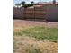 A view of the backyard features gravel, patchy grass, and a closed wood gate between block walls at 7901 W Tuckey Ln, Glendale, AZ 85303