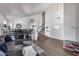 Spacious living room featuring high ceilings, a stairway, and modern decor at 1266 S Harrington St, Gilbert, AZ 85233