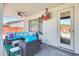 Covered patio with wicker furniture and a view of the backyard at 1266 S Harrington St, Gilbert, AZ 85233