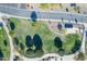 An aerial perspective of the community parkland, highlighting walking paths, green spaces, and recreational areas at 18525 N Larkspur Dr, Maricopa, AZ 85138