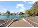 Stairs leading to a picturesque waterfront view of canal and waterfront homes in a desirable neighborhood at 2619 S Los Altos --, Mesa, AZ 85202