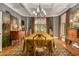 Elegant dining room with a long table, chandelier, and decorative wall art at 3006 N Manor W Dr, Phoenix, AZ 85014