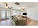 Bright living room with a comfortable green sofa, area rug, and natural light at 3306 W Lupine Ave, Phoenix, AZ 85029