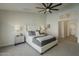 Relaxing bedroom featuring a ceiling fan and carpet, creating a cozy and inviting atmosphere at 3802 W Sheffield Ave, Chandler, AZ 85226
