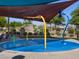Community splash pad with colorful water features and shaded seating areas for play at 2680 E Santa Rosalia Dr, Casa Grande, AZ 85194