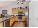 Bright kitchen with stainless appliances, wood cabinets, and ceiling fan at 1474 E Riviera Dr, Chandler, AZ 85249