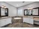 Bathroom features a soaking tub, marble countertops, tile floors, and a large window at 17937 E Colt Ct, Queen Creek, AZ 85142