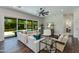 Bright living room with hardwood floors, comfortable seating, and views of the pool and backyard at 3229 E Campbell Ave, Phoenix, AZ 85018