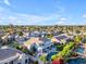 Residential aerial view showcasing a home with a pool, lush landscaping, and neighborhood surroundings at 3623 S Agave Way, Chandler, AZ 85248