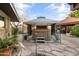 Relaxing hot tub under a gazebo with privacy curtains, set in a landscaped backyard, perfect for unwinding at 7240 W Grovers Ave, Glendale, AZ 85308
