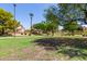 Community park featuring a green lawn, walking trails, and tall trees at 10561 E Plata Ave, Mesa, AZ 85212