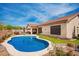Beautiful backyard with private pool, lush green grass, and covered patio at 22026 N 44Th Pl, Phoenix, AZ 85050