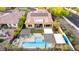 Expansive aerial view of home featuring a private backyard pool, lush landscaping, and covered patios at 2335 E Allen St, Phoenix, AZ 85042