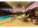 Outdoor patio with lounge chairs, a plunge pool, and a charming pergola at 2335 E Allen St, Phoenix, AZ 85042