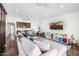 Bright living room featuring hardwood floors, TV, and white sofa and neutral tones at 4030 N 54Th Pl, Phoenix, AZ 85018