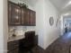 Office nook with custom built-in cabinets and granite countertop at 650 N Hawes Rd # 3123, Mesa, AZ 85207