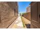 Side yard featuring a walkway with decorative stones and low-maintenance landscaping at 7103 E Medina Ave, Mesa, AZ 85209