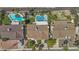 Overhead view of a home featuring a sparkling pool, lush landscaping and mature trees at 8036 N 17Th Dr, Phoenix, AZ 85021