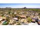 Breathtaking aerial shot of a desert home and community surrounded by scenic rock formations and arid vegetation at 1305 Coyote Pass Pass, Carefree, AZ 85377