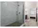 Tiled walk-in shower with glass door at 2511 W Queen Creek Rd # 262, Chandler, AZ 85248