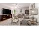 Inviting living room featuring plush sofas, a patterned rug, and a large television for comfortable entertaining at 4950 N Miller Rd # 200, Scottsdale, AZ 85251