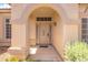 Welcoming front entrance featuring an arched entryway and ornate glass front door at 530 N Jesse Ct, Chandler, AZ 85225