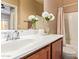 Bright bathroom showcases a white vanity, large mirror, and shower-tub combo at 900 S 94Th St # 1166, Chandler, AZ 85224