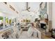 Bright living room features high ceilings, large windows, stylish decor, and a cozy fireplace at 9849 E Topaz Dr, Scottsdale, AZ 85258