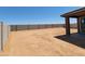 Large, open backyard surrounded by block fencing, ready for customization and landscaping at 37140 W Prado St, Maricopa, AZ 85138