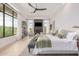 Serene main bedroom with floor-to-ceiling windows, a fireplace, and sophisticated decor at 15332 E Hidden Springs Trl, Fountain Hills, AZ 85268