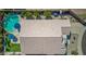Aerial view of home, backyard with pool, patio, and desert landscaping at 18001 N 44Th Way, Phoenix, AZ 85032