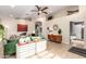 Bright living room with unique decor and comfortable green sofa at 18001 N 44Th Way, Phoenix, AZ 85032