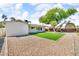 Spacious backyard features low-maintenance landscaping, a well-kept lawn, and mature tree that provides shade at 332 E Houston Ave, Gilbert, AZ 85234